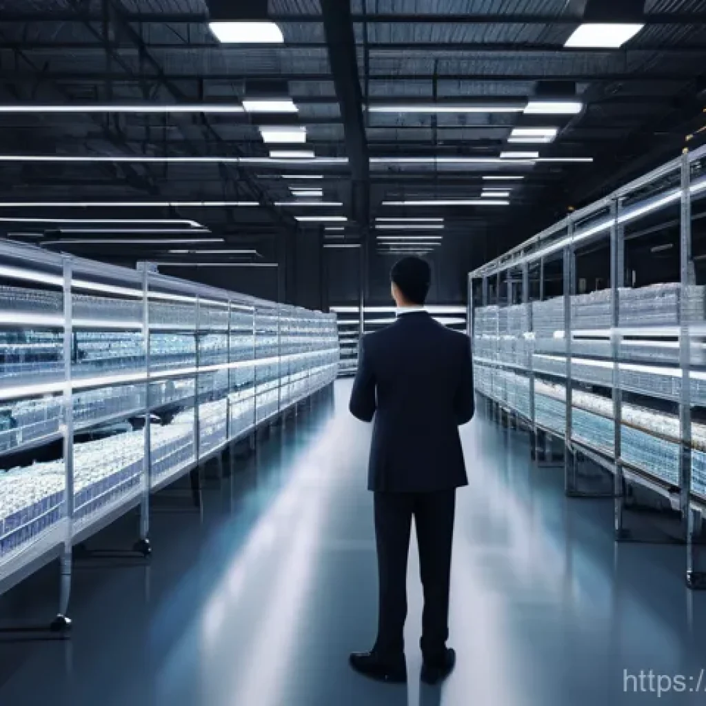 유통관리사와 B2B 유통 업무 차이 - **Prompt:** A futuristic, highly automated logistics hub at twilight. In the foreground, a diverse m...