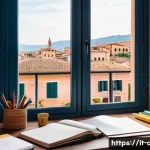 Home 20 유통관리사 1급 공부 자료 - A modern study desk setup in a cozy home office environment designed for an Italian student preparin...