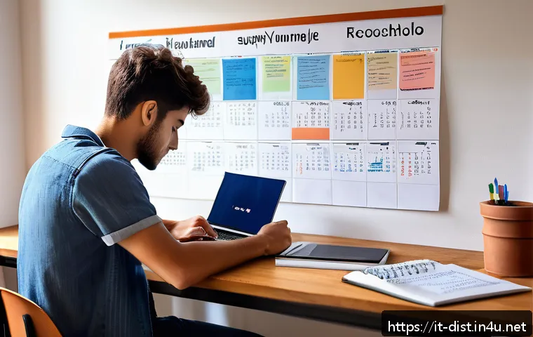 유통관리사 1급 시험 준비 노하우 - A focused Italian university student studying at a wooden desk with a laptop, open textbooks, and ha...