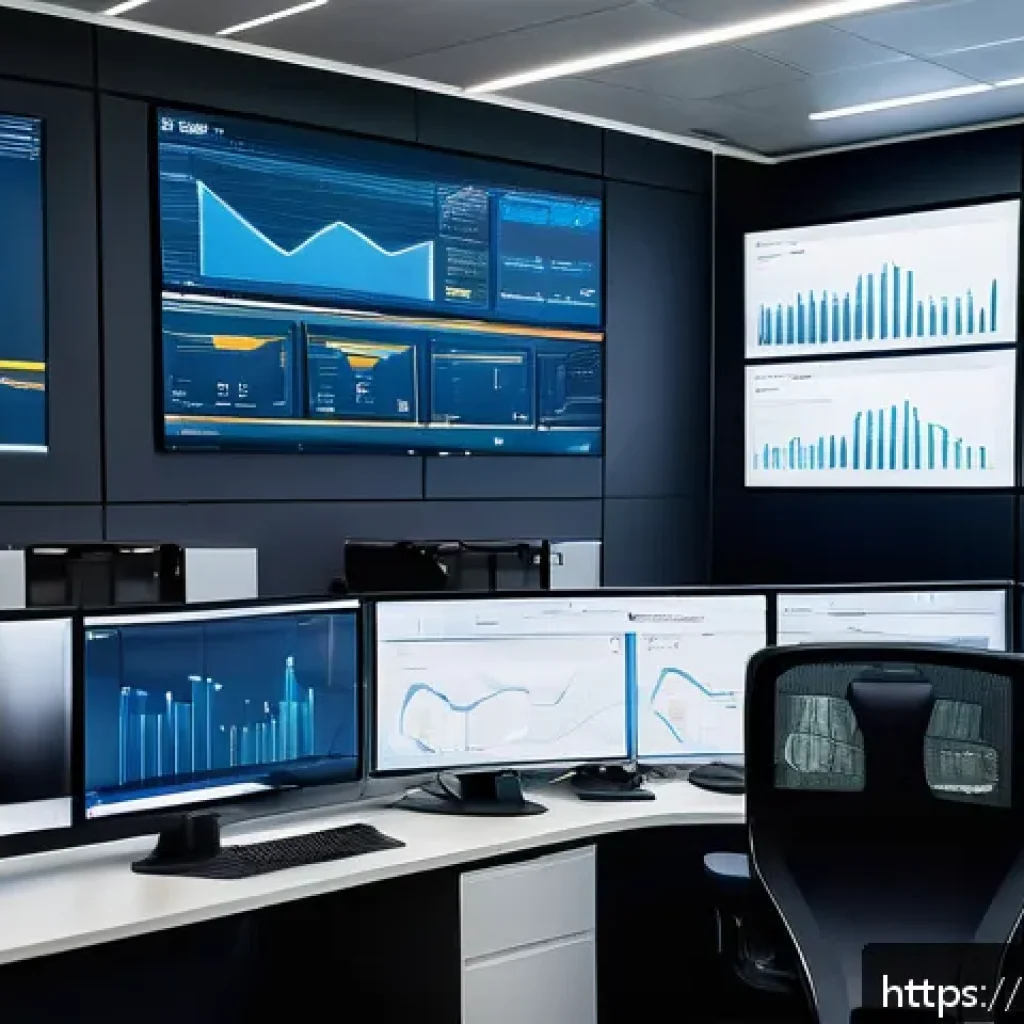 유통관리사와 물류관리 연계성 - A modern logistics control room featuring a large digital dashboard with real-time shipment tracking...
