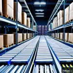 Home 23 유통관리사와 전자상거래 이해 - A highly advanced automated warehouse interior in Italy, featuring sleek robotic arms and intelligen...