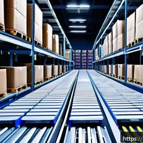 Home 17 유통관리사와 전자상거래 이해 - A highly advanced automated warehouse interior in Italy, featuring sleek robotic arms and intelligen...